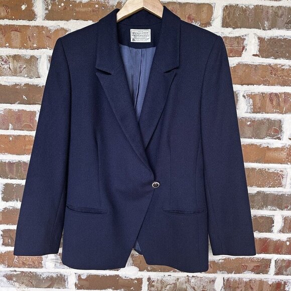 Vintage Miss Pendleton Virgin Wool Blazer Jacket Women's‎ Size 10 Navy Blue USA - Picture 5 of 12